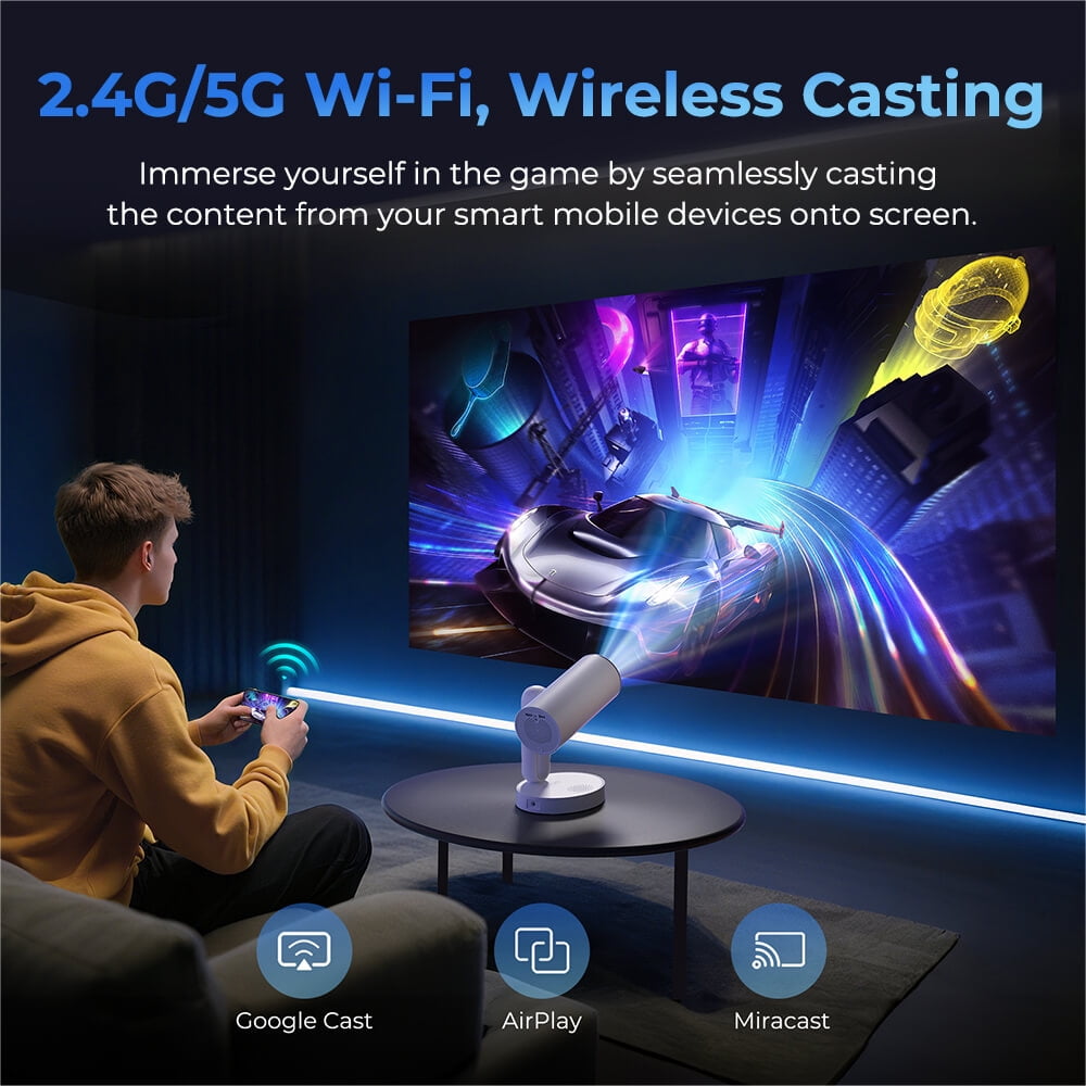 4K Projector with Built-in Google TV, 140° Rotation, Touch Night Light & Auto Keystone Correction – Perfect for Home and Outdoor Use ETOE Starfish Plus