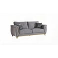thumbnail image 2 of Modern Gray Fabric Upholstery Sofa 220×80×75cm with Wood Frame & Gold Accents, 2 of 5