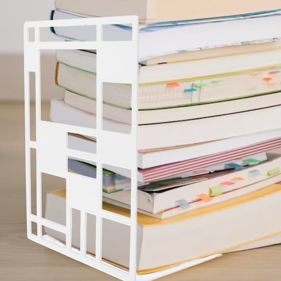 FRCOLOR 2-Pack Metal Bookends Non- Book Holders Decorative Stands for Home Office Shelf Organization