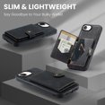 thumbnail image 3 of 2 in 1 Detachable Wallet Back Cover for iPhone 16e, Vintage Premium PU Leather Kickstand Case with Card Holder Pocket & Wireless Charging Slim Phone Cases Cover for iPhone 16e, Black, 3 of 8