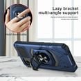 thumbnail image 7 of TJS for Nokia C110 Phone Case, with Tempered Glass Screen Protector, [Military Grade] Robotic Magnetic Support Car Mount Metal Ring Holder Kickstand Cover (Blue), 7 of 7