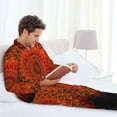 thumbnail image 6 of Daiia Mandala for Men's Long-Sleeved Pajama Set – Soft & Comfortable Sleepwear Button-Up Pajamas Cozy Lounge Wear-Medium, 6 of 7