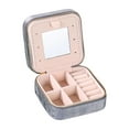thumbnail image 4 of Small Jewellery Box Organizer Portable Lightweight Gift jewelry Case for Pendant Square Gray, 4 of 9