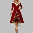 thumbnail image 2 of IWRICH Off Shoulder Christmas Tree Dresses for Women Warm Shaggy V Neck Dress Xmas Snowflake Graphic High Low Skirts 2025 XL, 2 of 5