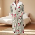 thumbnail image 2 of Women's Fleece Plush Robe Long Warm Plush Bathrobe Loungewear Jacket Printed Comfort Robe, 2 of 5
