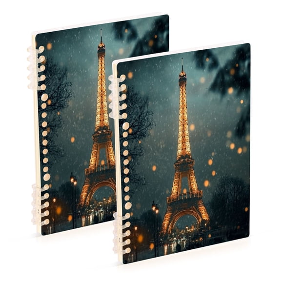 WOBOGO The Tower Of Paris Notebook College Horizontal Grid Paper Ink Spill Resistant Water Resistant Cover 8.3x5.7x0.4in