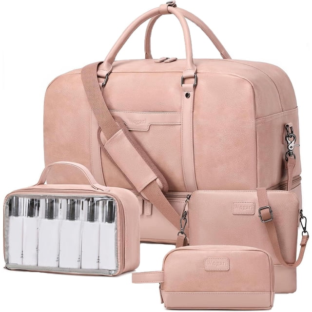 Bolsa de fin de semana Wogarl de piel sintética, color morado y rosa, 40 litros, 1,6 kg