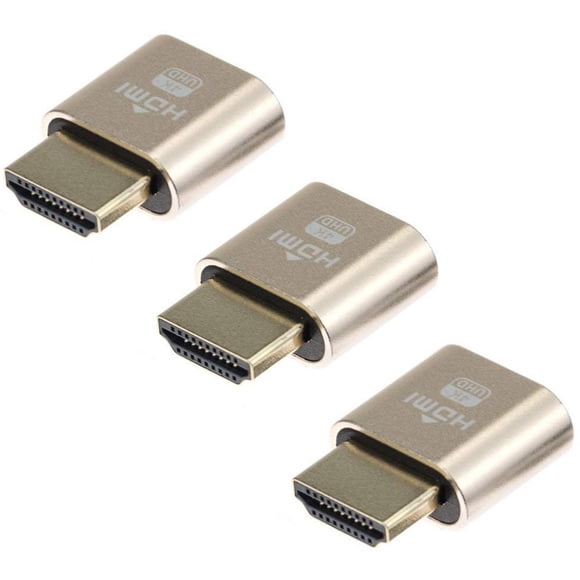 4K HDMI Dummy Plug - High Resolution Virtual Monitor Display Emulator, New Generation Headless Display Adapter Supports up to 3840x2160@60Hz, 1080@120Hz DVI EDID Emulator (3 Pack)
