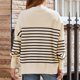 thumbnail image 5 of Suéteres De Punto Jersey de cuello redondo para mujer, suéter informal con abertura lateral, prendas de vestir superiores básicas Ygjytge Caqui T M para Mujer, 5 of 5
