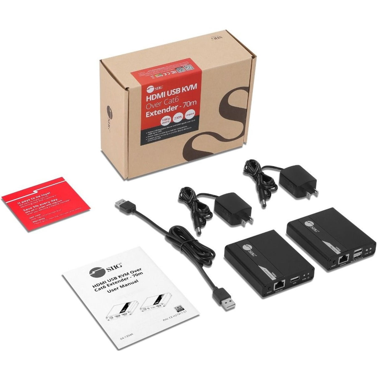 SIIG 1080p HDMI USB KVM Over Cat6 Extender, 70m