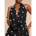 thumbnail image 7 of Womens Black Polka Dot Halter Deep V-Neck Chiffon A-Line Mini Dress Spring Summer, 7 of 7