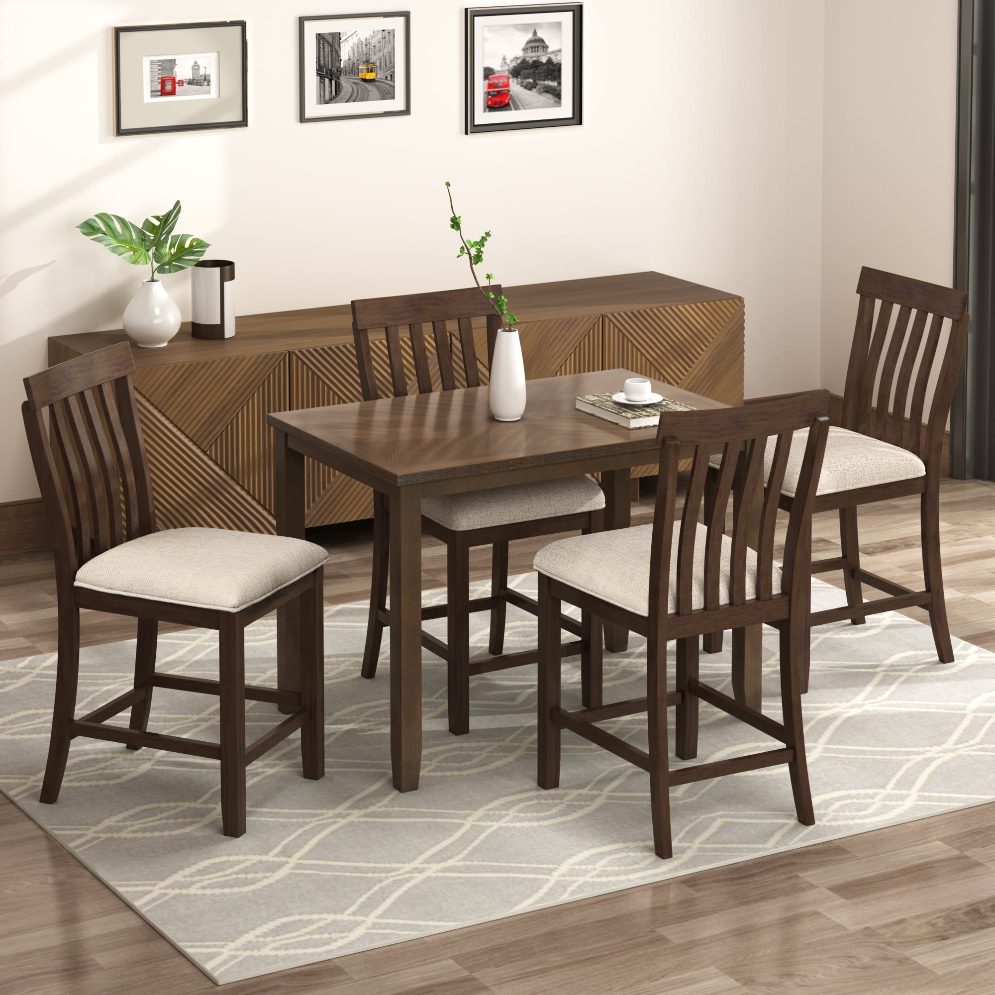Dining Table Sets For 4 Persons 5, Cream Colored Dining Room Chair Cushions