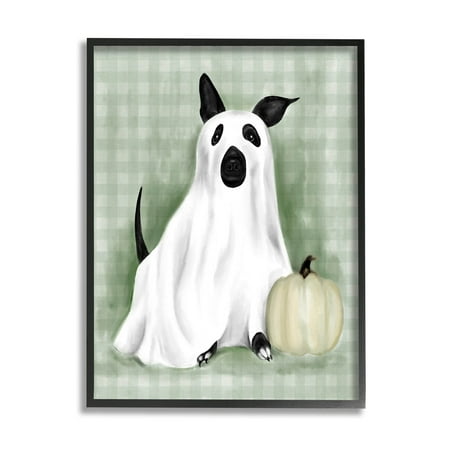 UPC: 0197081605481 | Stupell Industries Dog Ghost Halloween Costume Graphic Art Black Framed Art Print Wall Art  Design by Lil  Rue