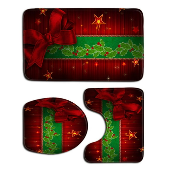 3Pcs Christmas Toilet Seat Cover Suitable for Standard Toilets Decor Festive Bathroom Accessories for Home and Office