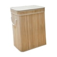 thumbnail image 3 of Cesta de bambú para la ropa sucia, organizador de ropa sucia para el hogar con tapa, cestas de almacenamiento para baño y dormitorio. Madera, 3 of 9