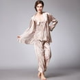 thumbnail image 5 of Women's Ice Silk Silk Pajamas Three-Piece Spring and Summer Dragon Robe Printed Homewear Suit High-Grade Comfortable Pajamas, 5 of 9