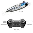 thumbnail image 3 of Silver Rc Speedboat Watercraft For Pools Lakes, 4 Channel 2.4Ghz Remote Control, Dual Propeller System, 30Km/H High Speed, 35X10X8Cm Rechargeable Boat With Low Battery Alarm, 3 of 9