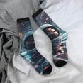 thumbnail image 5 of KLL Astronaut Helmet Reflections Print Cool Socks Men's Women's Crew Socks Funny Crazy Novelty Stockings, 5 of 6
