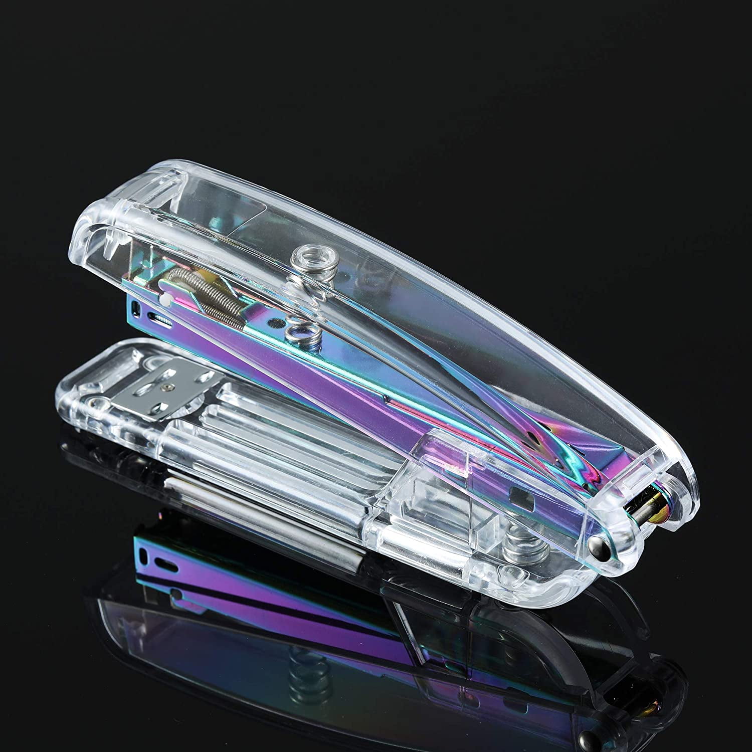 SEAKOS Acrylic Originality Stapler,Fashion Transparent Shape,Office and Home Stapler,Student Stapler,Quality Spring,Durable Acrylic,Free 1000 26/6 Staples,(Multicolor)