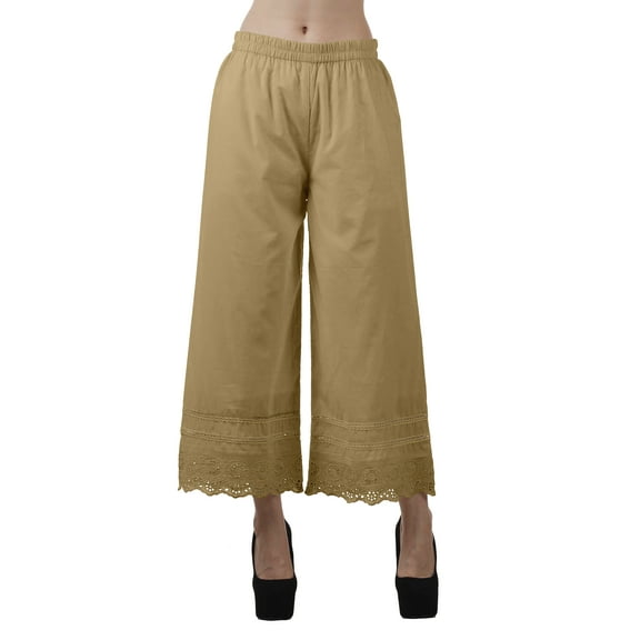 Moomaya Casual Solid Wide Leg Palazzo Pants For Women's Cotton Ethnic Bottom, XS-3XL