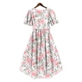 thumbnail image 7 of NTACZA Women'S Dresses Casual Sundress Tropical Hawaiian Midi V-Neck Short Sleeve Faux-Wrap Tie Waist Beach Size L, 7 of 7