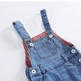 thumbnail image 4 of KIDSCOOL SPACE Baby Little Boys Girls Denim Overalls,Cute Plaid Lining Jean Workwear,Light Blue,12-18 Months, 4 of 6
