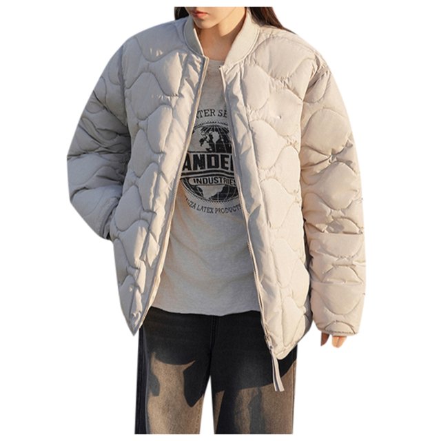 Woman Rain Jacket,Autumn And Winter Solid Color Padded Jacket Jacket Thickened Padded Jacket