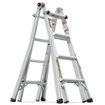 17ft Multi-Position Foldable Aluminum Ladder, A-Frame and Straight Ladder, ANSI 250lbs