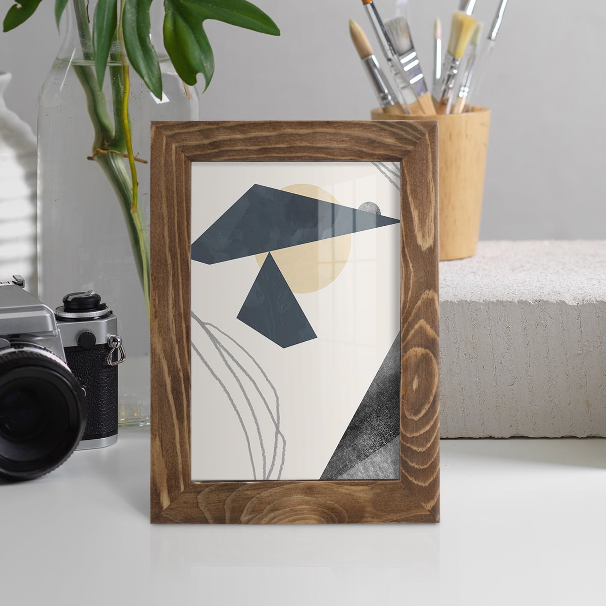 Diamond Slate IV - Framed Print w/glass - Walnut