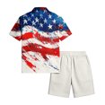 thumbnail image 5 of Men's Independence Day 2 Pieces Summer Outfits Short Sleeve Button Down Shirts and Beach Shorts US 250 Anniversary Casual Vacation Outfits, 5 of 6
