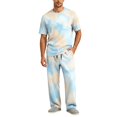 thumbnail image 2 of CCRFTGI Mens Pajamas Set Tie Dye Breathable Sleepwear Short Sleeve Crew Neck Top and Pants Soft Loungewear Sets White XL, 2 of 6