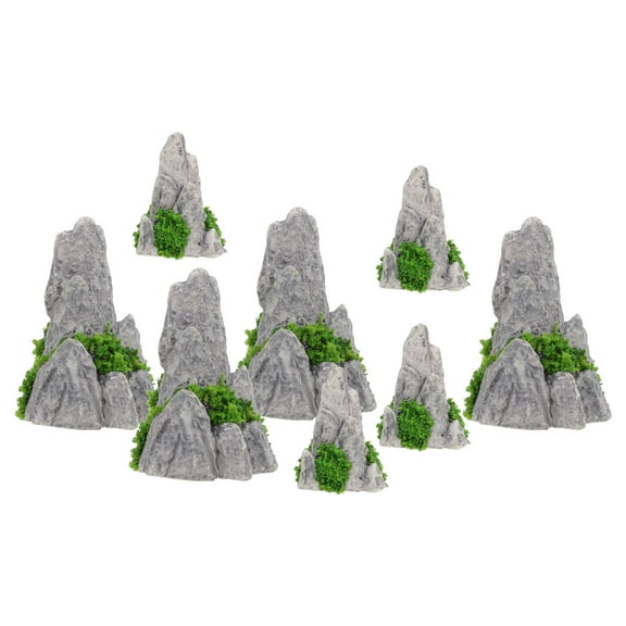 Masteelf OUNONA 8pcs Miniature Resin Mountain Figurines for Micro Landscaping Rockery Layout Props