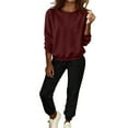 thumbnail image 2 of LEWKW Women's 2 Piece Sweatsuit Set Casual Long Sleeve Crewneck Pullover Sweatshirt And High Waist Jogger Pants Matching Sets Comfy Activewear Lounge Tracksuits, 2 of 5