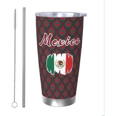 Mexico Soccer Insulated Tumbler Coffee Mug Travel Stainless Steel Cup 20Oz for Soccer Fans Gifts