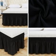 thumbnail image 1 of Solid Color Elastic Bed Skirt Sheets, Fashionable Pleated Bed Skirts, Single And Double Bed Ruffles Black Queen: 60x80+15inch, 1 of 6