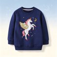 thumbnail image 2 of YDFCWXW Girl Unicorn Pattern Sweatshirts Pullover Crewneck Winter Long Sleeve Tops Shirts (Navy, 6-7 Years), 2 of 9