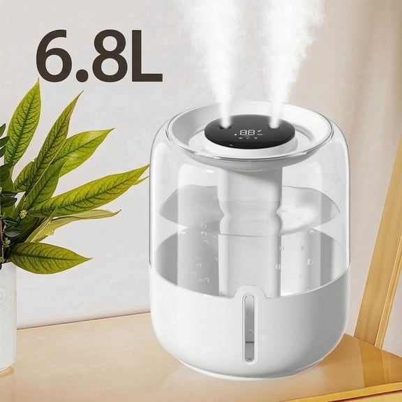 6.8L Top Fill Cool Mist Humidifier, Smart Quiet Air Vaporizer with Nightlight, Large Capacity for Bedroom, Office, and Plants