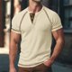 thumbnail image 1 of Tops para hombre, blusas y camisas de cuello redondo y manga corta para hombre, camiseta informal de solapa de color liso a la moda para hombre, blusa de cuello redondo y manga corta para hombre., 1 of 9