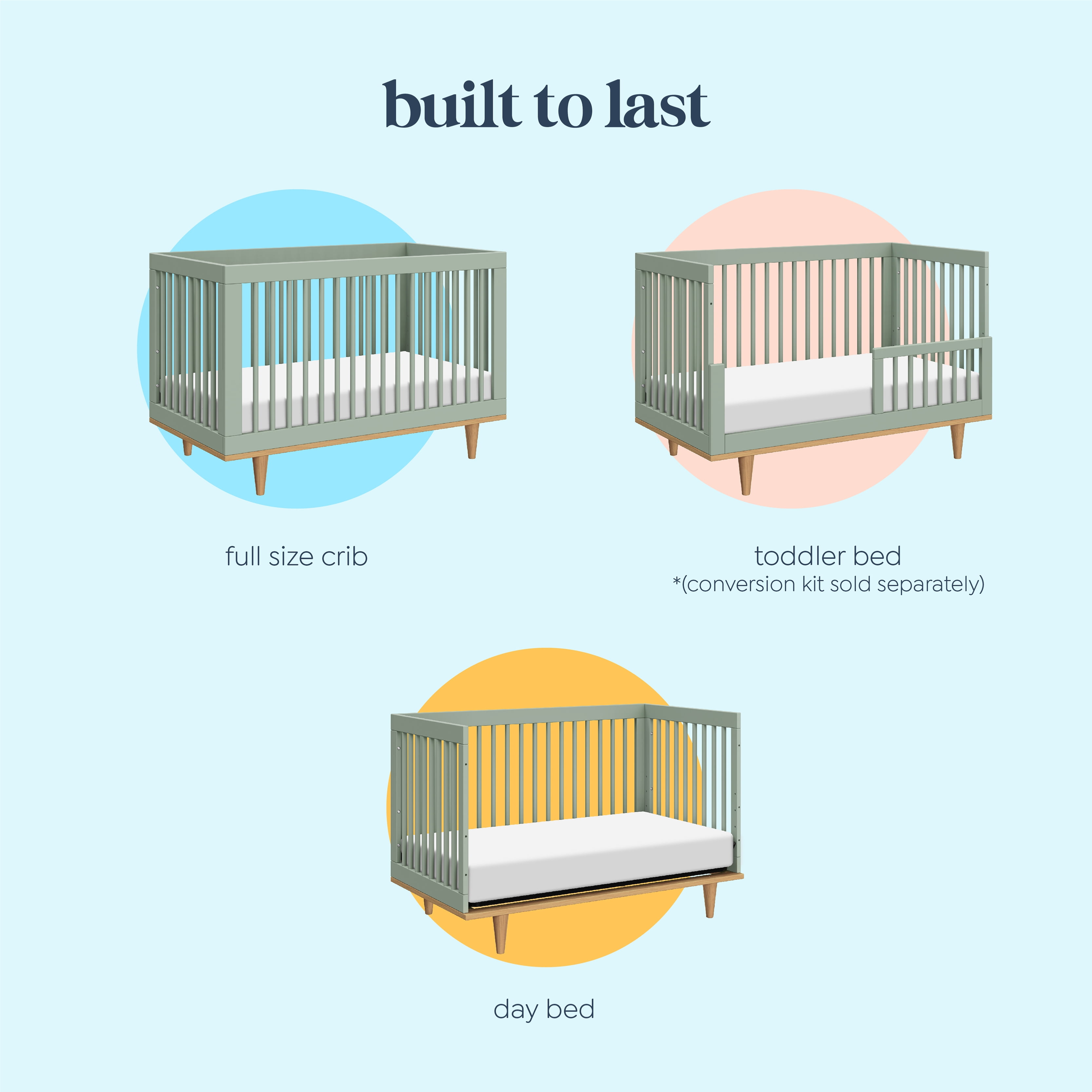 daVinci Marley 3-In-1 Convertible Crib in Light Sage and Honey