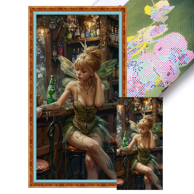 Kit Punto Cruz para Niña Bordado Con Hilo Algodón Ecológico 11CT Arte 40x80cm