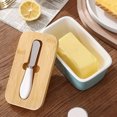 thumbnail image 4 of Butter Storage Box with Slicer Ceramic Refrigerator Plate Dish Kitchenware Cheese Holder Case Organizer Food Container Reusable Fridge Organizing Red, 4 of 9