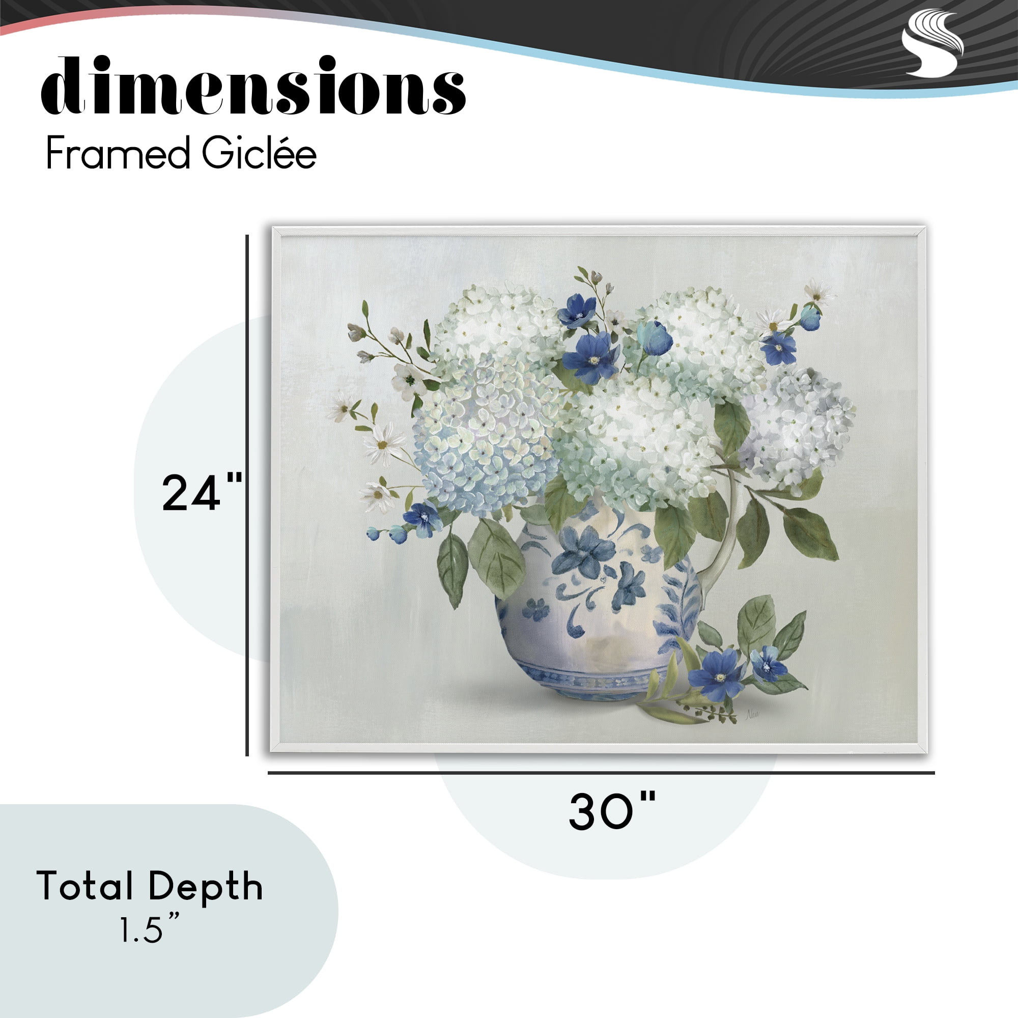Stupell Industries Ivory & Blue Hydrangea Vase White Framed Giclee Art, design by Nan