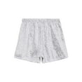 thumbnail image 6 of inlzdz Kids Girls Sequins Disco Jazz Hip Hop Ballet Dance Shorts Tumbling Yoga Gym Performance Bottoms Silver 6, 6 of 7