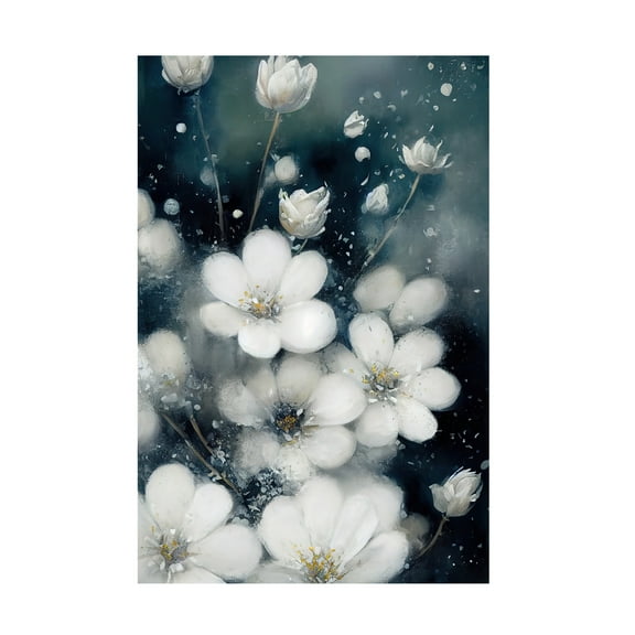 Canvas Wall Art - Treechild 'Frozen Flowers' Wall Art for Living Room, Bedroom, or Office D?cor by Trademark Fine Art - 12 x 19 Inches