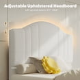 thumbnail image 5 of Pinmoco Twin Upholstered Bed Frame with Adjustable Arc-shaped Headboard, LED Platform Bed, Teddy Velvet White, 5 of 10