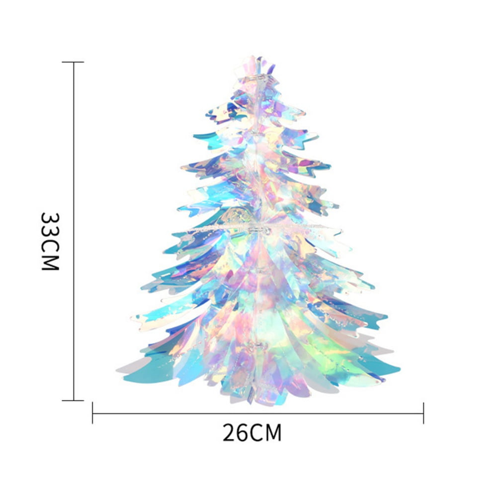  2Pcs Hanging Iridescent Christmas Tree Tissue Paper Flowers  Decorative,Foil Tissue Paper Flowers Ornaments for Christmas ,Snow Theme  Party Home Wall Decoration : Home & Kitchen