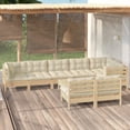 thumbnail image 1 of vidaXL 9 Piece Garden Lounge Set with Cream Cushions Solid Pinewood, 1 of 5