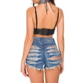 thumbnail image 5 of Rezuofi 1 Pcs Women High Rise Distressed Stretchy Jean Shorts Ripped Hole Denim Short Jeans, 5 of 9