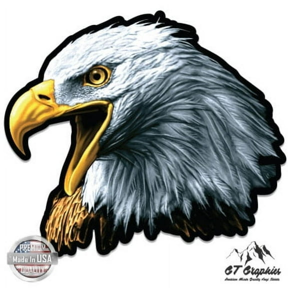 Bald Eagle American Patriotic - 3" Vinyl Sticker - For Car Laptop I-Pad Phone Helmet Hard Hat - Waterproof Decal