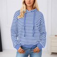 thumbnail image 2 of SGMVNU Sweatshirts for Women Hoodie Pullover Striped Hooded Sweatshirt Long Sleeve Casual Pullover Top Soft Athletic Sweatshirt with Front Pocket Workout Winter Clothes(Blue, Size 2XL), 2 of 5